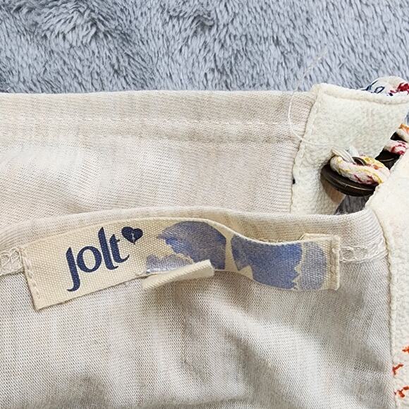 JOLT Top Womens S Cream Floral Crochet Embroidered Trim Sleeveless Halter Tank - Picture 6 of 12